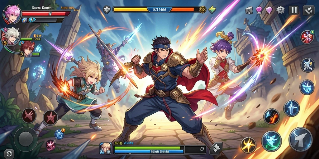 Tampilan gameplay 5ZK yang menarik dengan karakter anime yang dinamis.