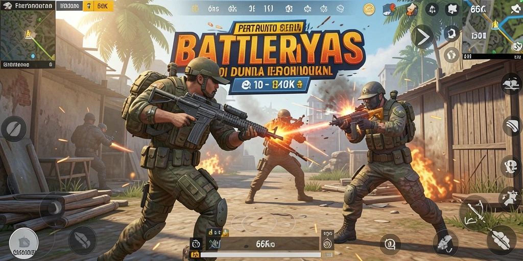 Gameplay seru di 66K dengan pertarungan intens Battle Royale.