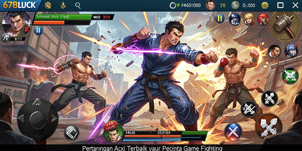 Tampilan gameplay 678LUCK dengan pertarungan intens.