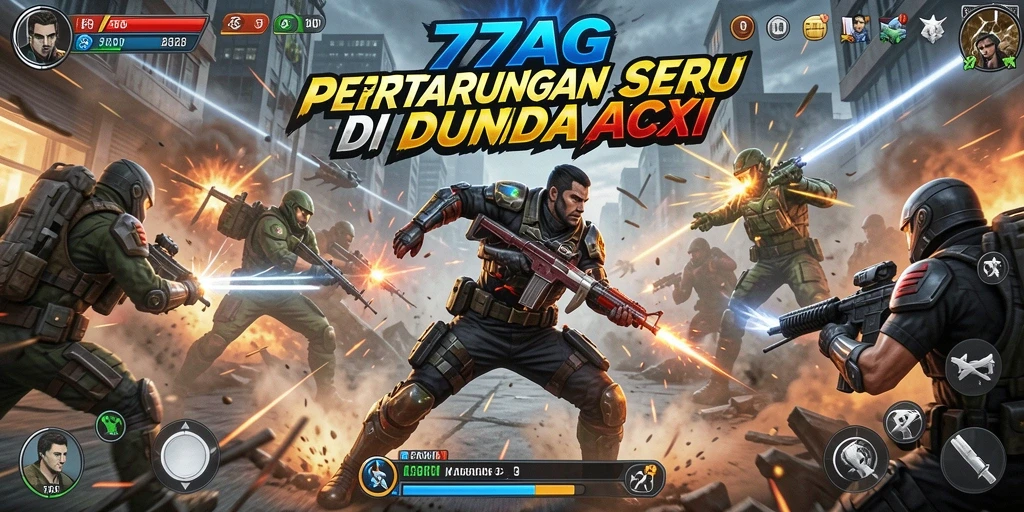 Tangkapan layar utama <strong>77AG</strong> yang menunjukkan aksi pertempuran yang mendebarkan.