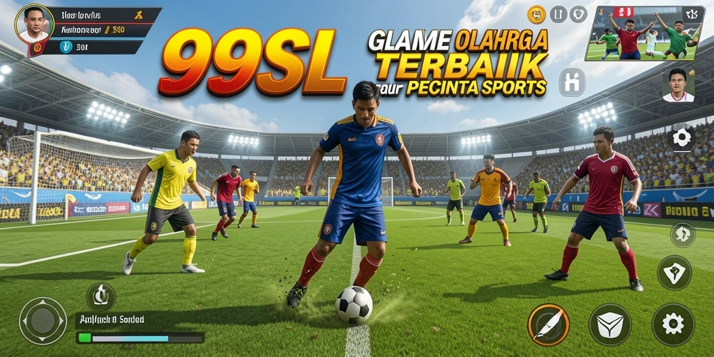 Tampilan screenshot utama 99SL yang menggambarkan aksi gameplay olahraga yang mendebarkan.