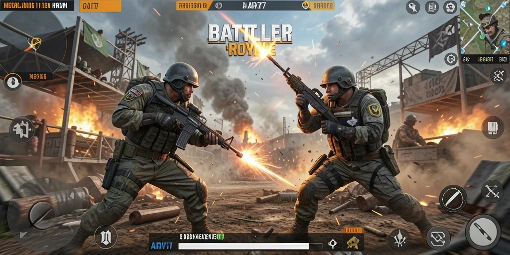 Tampilan gameplay seru dan menegangkan dari API77 di medan perang.