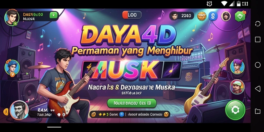 Screenshot utama DAYA4D menampilkan antarmuka permainan Musik yang menarik.