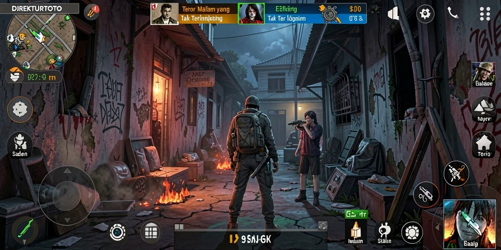 Tampilan gameplay menyeramkan dari DIREKTURTOTO yang penuh dengan kengerian.