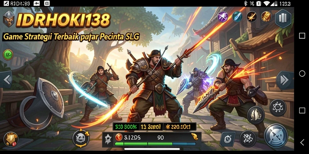 Screenshot menunjukkan pertempuran mendebarkan dalam game SLG IDRHOKI138.