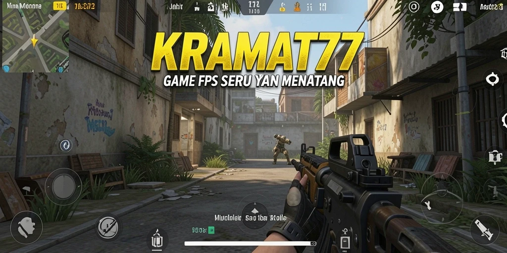 Tampilan seru saat gameplay FPS di KRAMAT77.