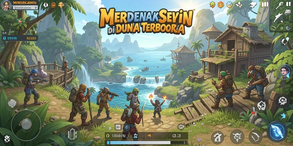 Tampilkan gameplay seru di dunia terbuka MERDEKAWIN.