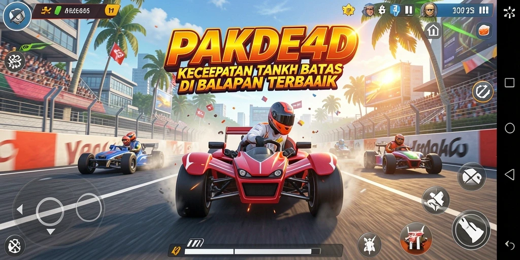 Tampilan aksi mendebarkan dalam gameplay balapan PAKDE4D.