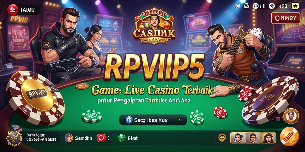 Screenshot gameplay RPVIP5 menampilkan dealer langsung dengan suasana kasino yang menyala.