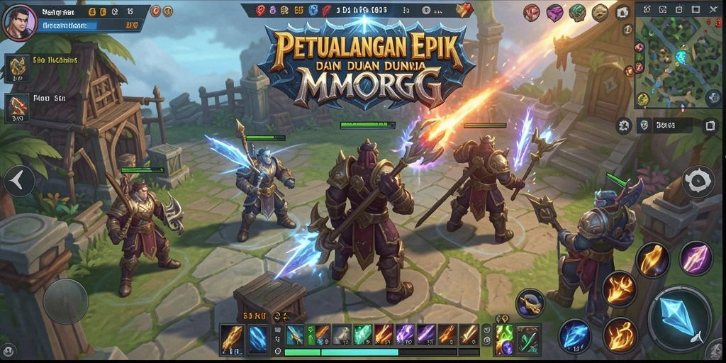 Screenshot gameplay S13 menunjukkan pertempuran epik di dunia fantasi.