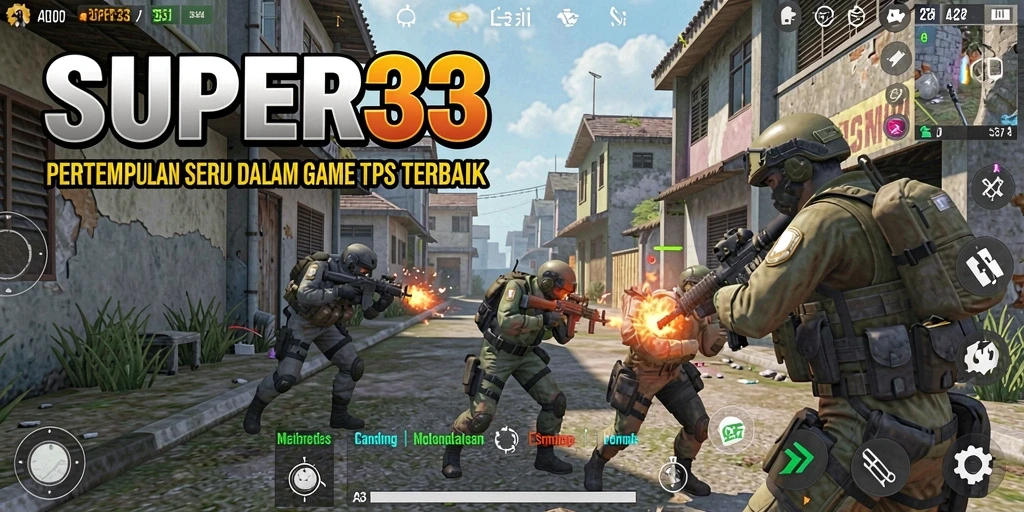 Screenshot utama SUPER33 menampilkan pertempuran seru dengan grafis memukau.