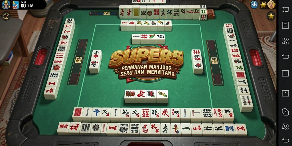 Screenshot gameplay SUPER5 menampilkan keseruan bermain Mahjong.