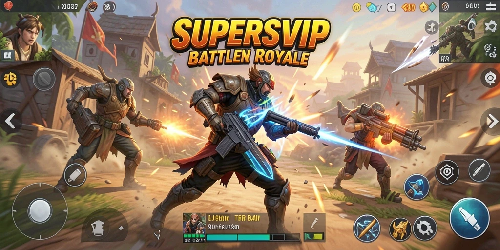 Screenshot menampilkan intensitas gameplay dalam SUPERSVIP Battle Royale.