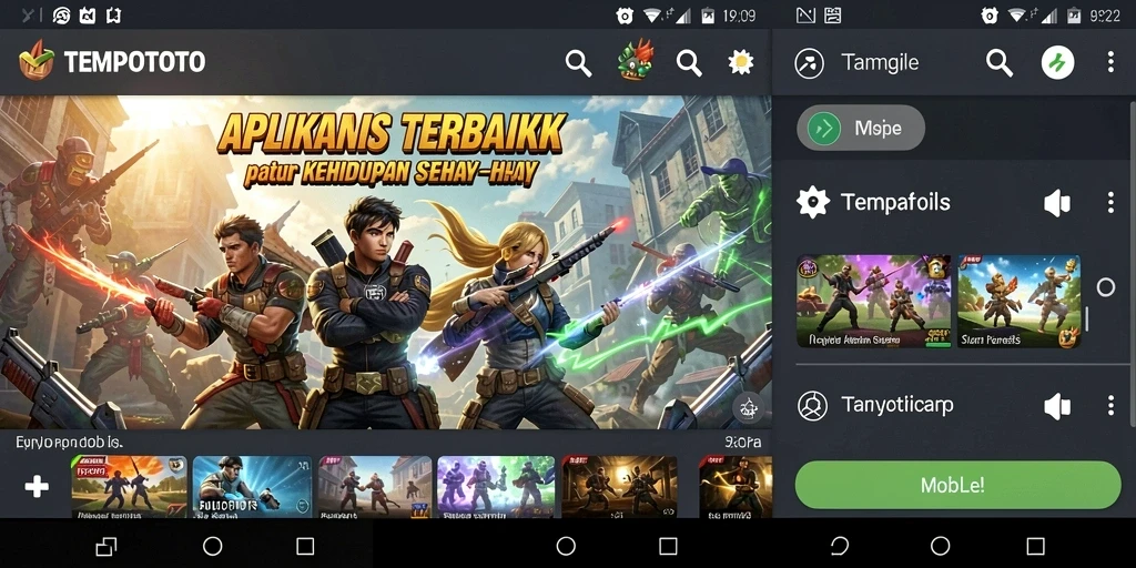 Tampilan utama TEMPOTOTO dengan fitur utama aplikasi utilitas.