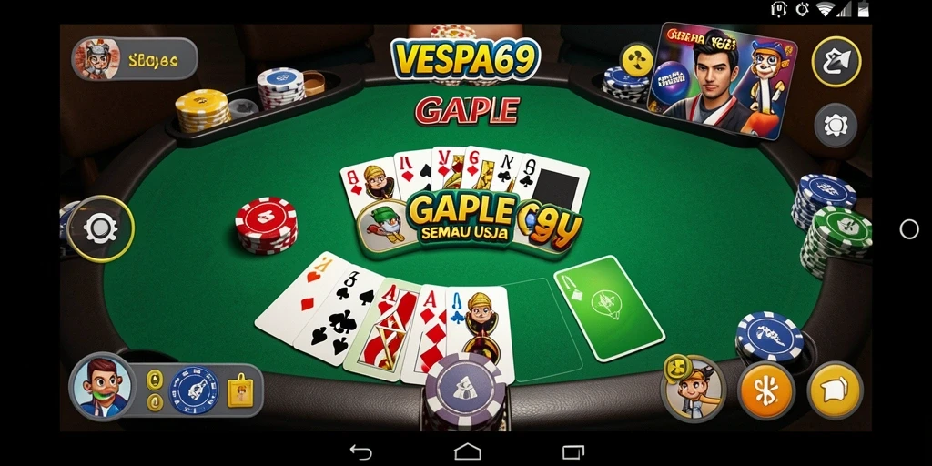 Tangkapan layar gameplay VESPA69 yang menampilkan keseruan Gaple.